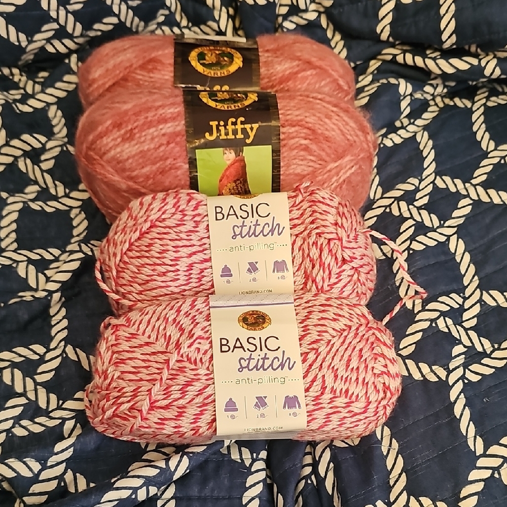 Lion Brand Yarn Bundle in Pink and Red